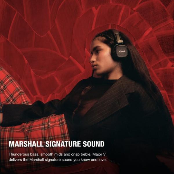 Marshall Major V Wireless On-Ear Headphones – Signature Sound, 100+ Hours Playtime