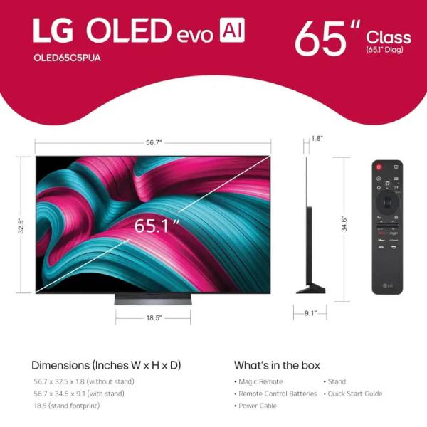 LG 65" C5 Series 4K OLED Smart TV | Dolby Vision & Dolby Atmos