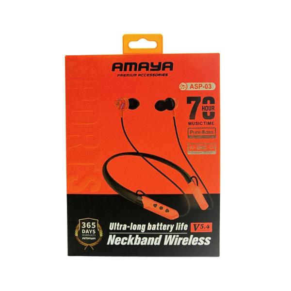 Amaya ASP-03 Sports Wireless Neckband – Long Battery Life, LED Indicators, Sweat-Resistant