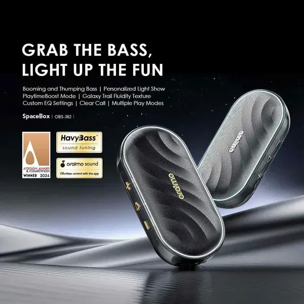 oraimo SpaceBox 8W FM Wireless Speaker – Bluetooth 5.4, HavyBass™, PlaytimeBoost Mode